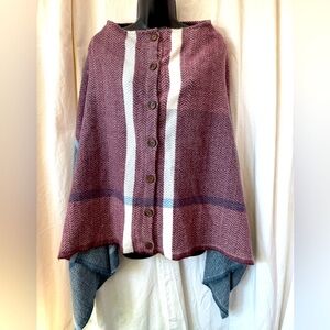 Simply Noelle OS Button Down Shawl Poncho Blanket Wrap